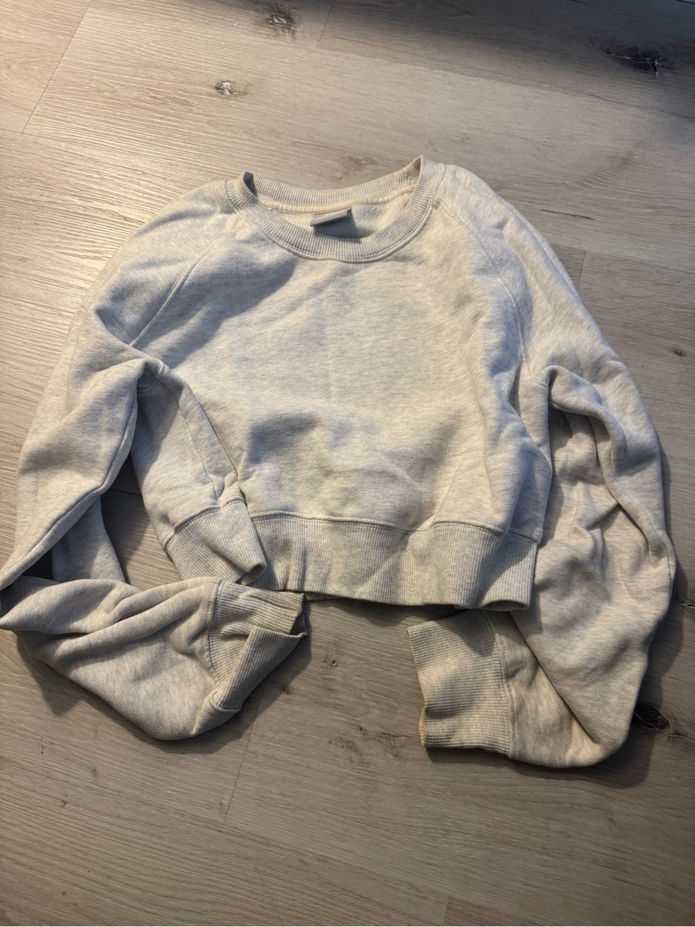 Cropped Crewneck Sweatshirt - Light Gray